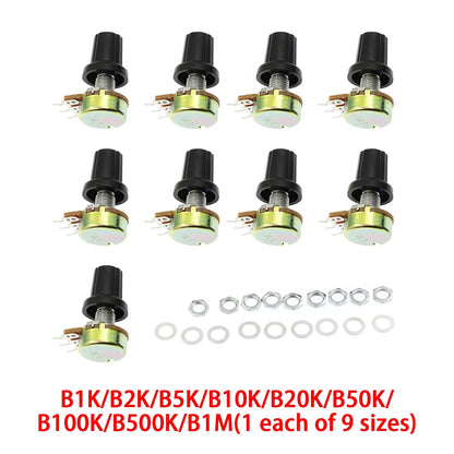 9X Adjustable Potentiometer Knob WH148 B1K-B1M for