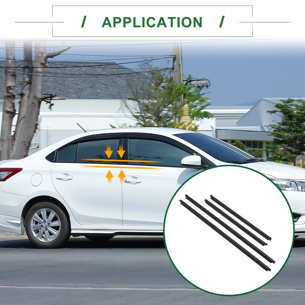 4PCS Window Weatherstrip Seal Replacement for Toyota Vios (2004–2008) Black