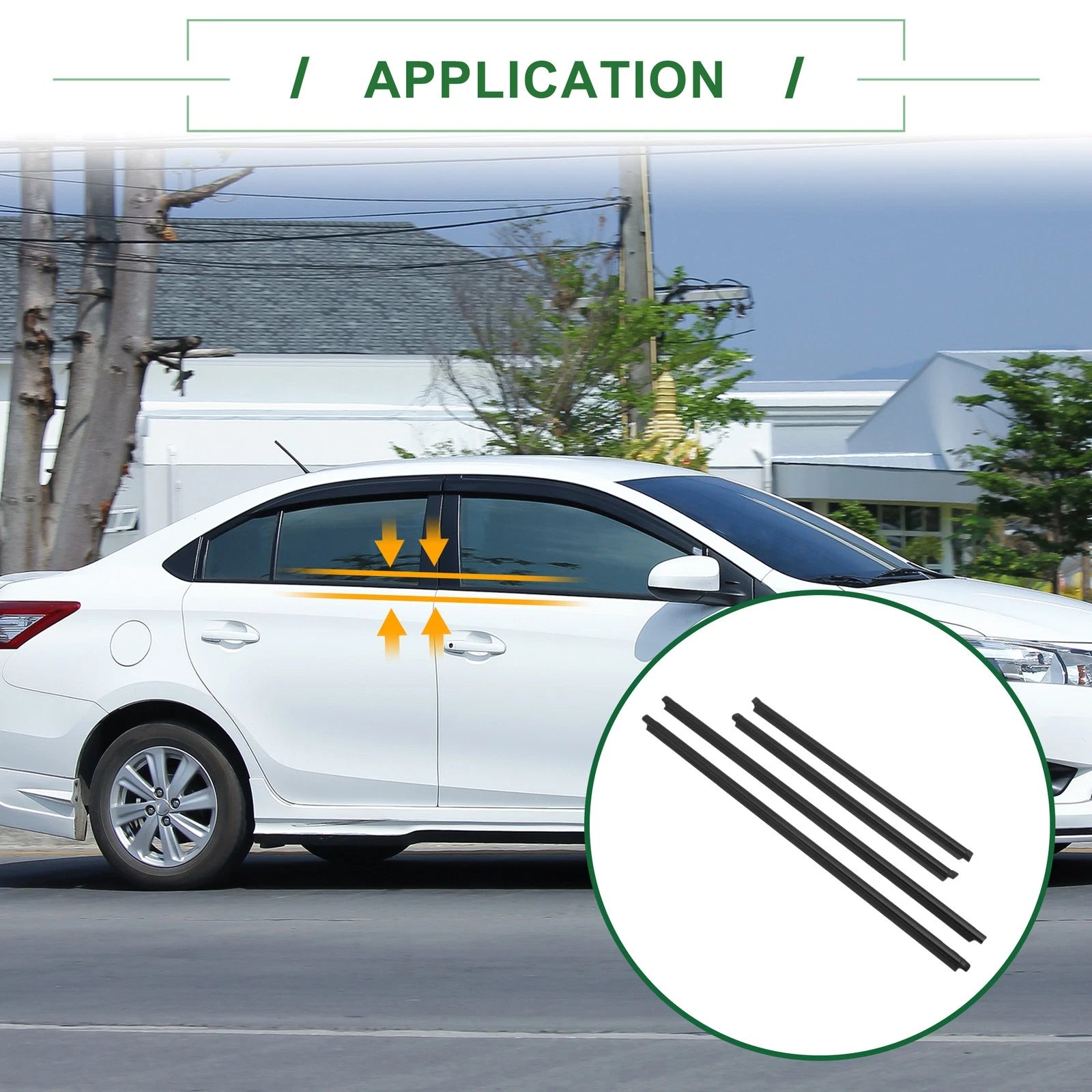 4PCS Window Weatherstrip Seal Replacement for Toyota Vios (2004–2008) Black