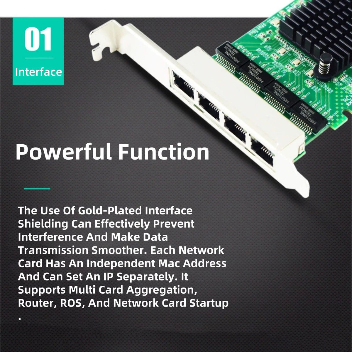 4-Port Gigabit Mini PCI-e Network Adapter Card for Realtek RTL8111F (N/A)