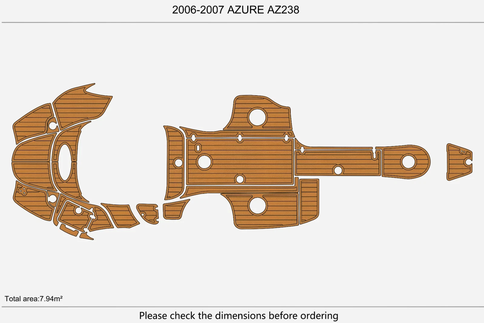 EVA Foam Teak Deck Floor Mat for Azure AZ 238 (2006–2007)