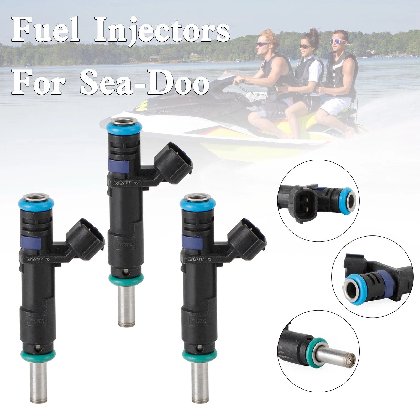 3PCS Fuel Injectors 420874836 420874848 for Seadoo GTI 130/SE 130/GTS130 (2011–2015)