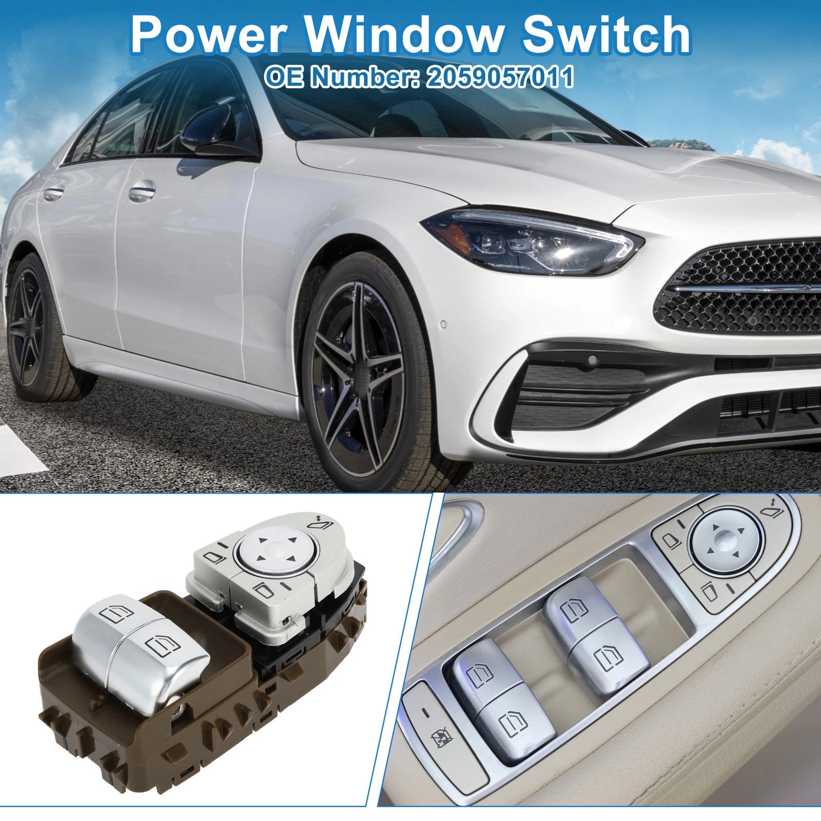 Front Driver Side Power Window Switch for Mercedes-Benz C300 C43 (2021–2024)
