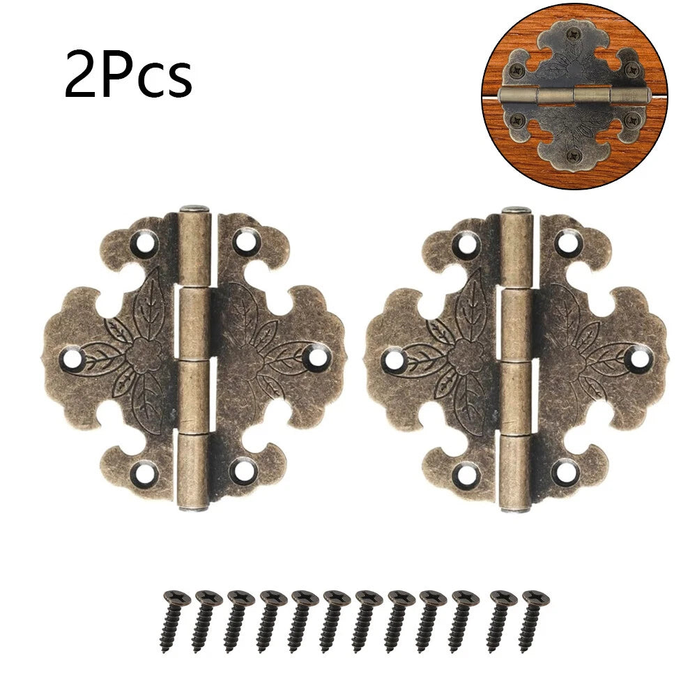 2pc Antique Bronze Hinge for Wooden Box Door Cabinet