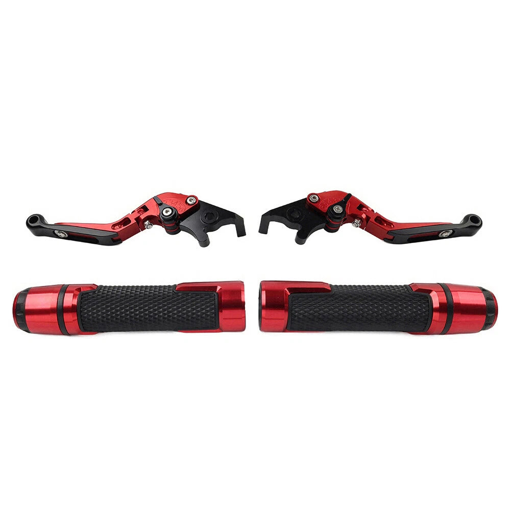Red Extendable Brake Clutch Levers Handlebar Grips Set for Suzuki GSXR150