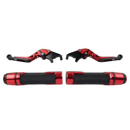 Red Extendable Brake Clutch Levers Handlebar Grips Set for Suzuki GSXR150