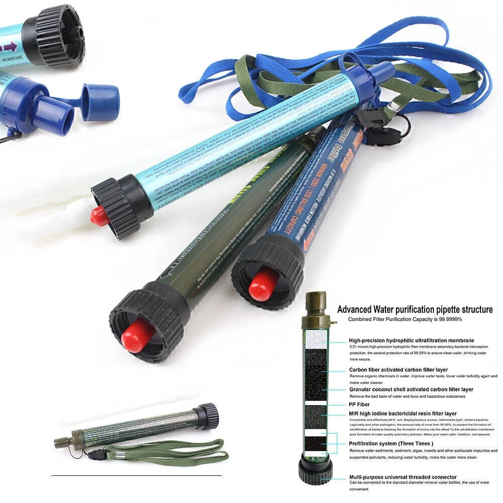 Portable Water Filter Straw for Camping Emergency Survival Gear (200ml)