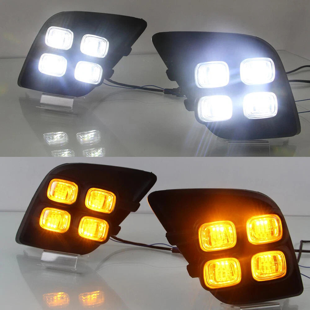 2X LED Fog Lamp Bezel DRL for Toyota Hilux (2015–2017)