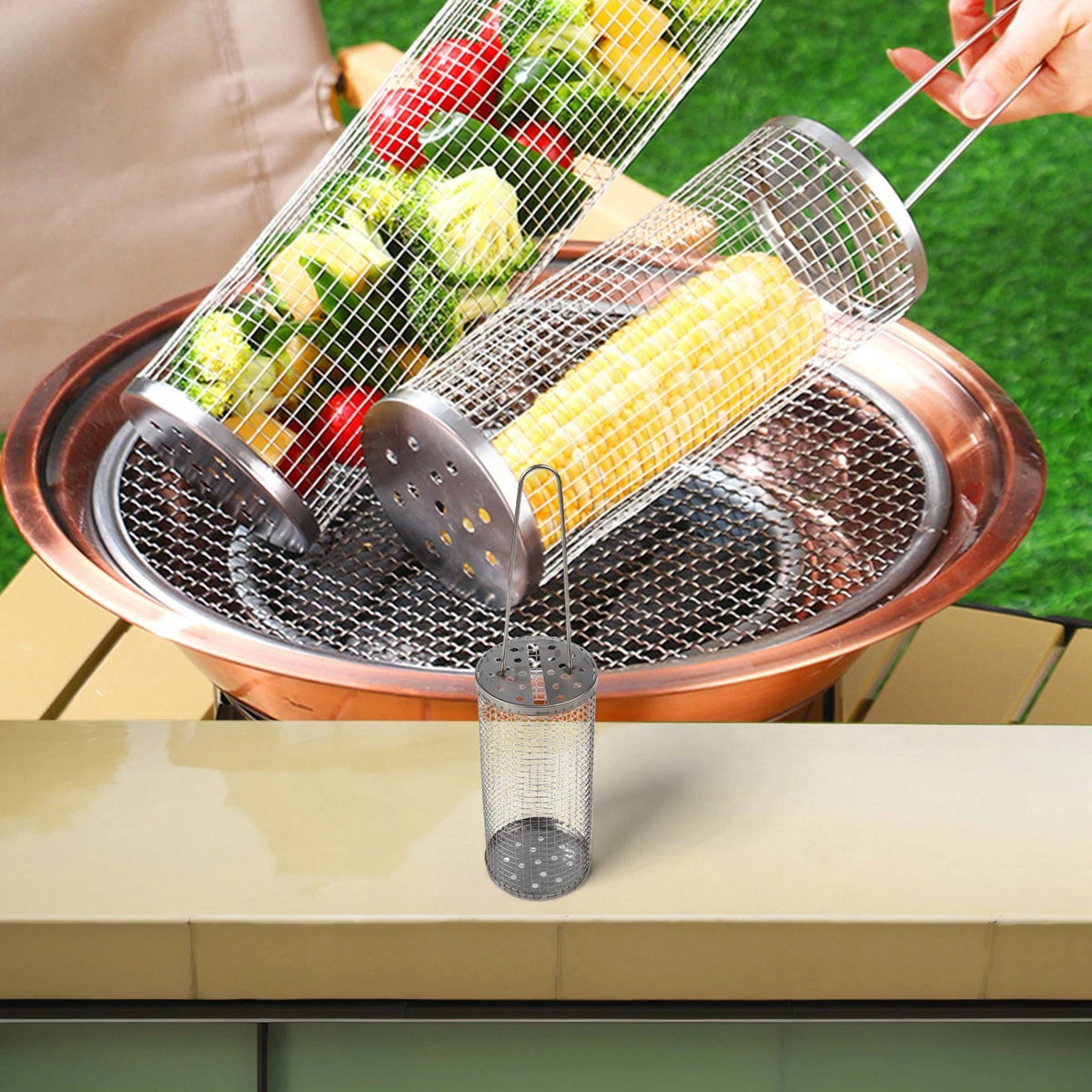 Rolling Vegetable Basket for Compact Storage (360-Degree Rotating Design)