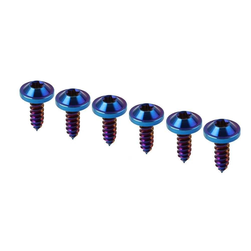Set of 6 Titanium M5x15mm Torx Head Self Tapping Screws