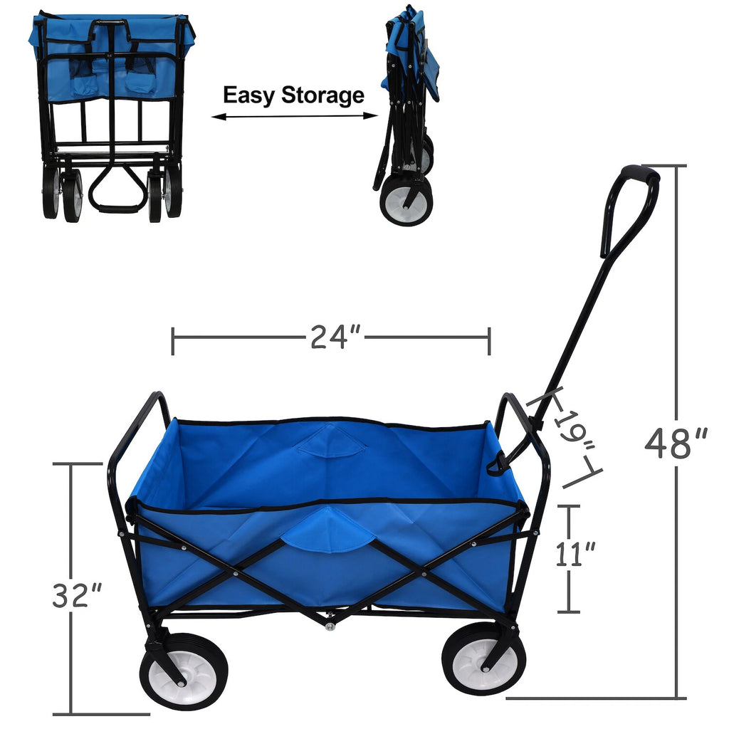 Folding Utility Wagon Cart with Wheels for Outdoor Use