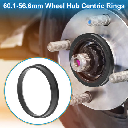 Set of 4 Hub Centric Rings 60.1mm to 56.6mm Black Polycarbonate