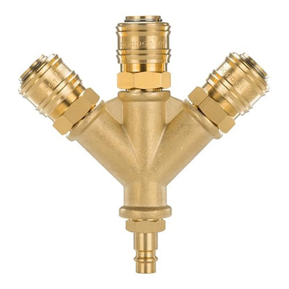 1/4 Brass 3-Way Air Distribution Unit with Quick Release Coupling