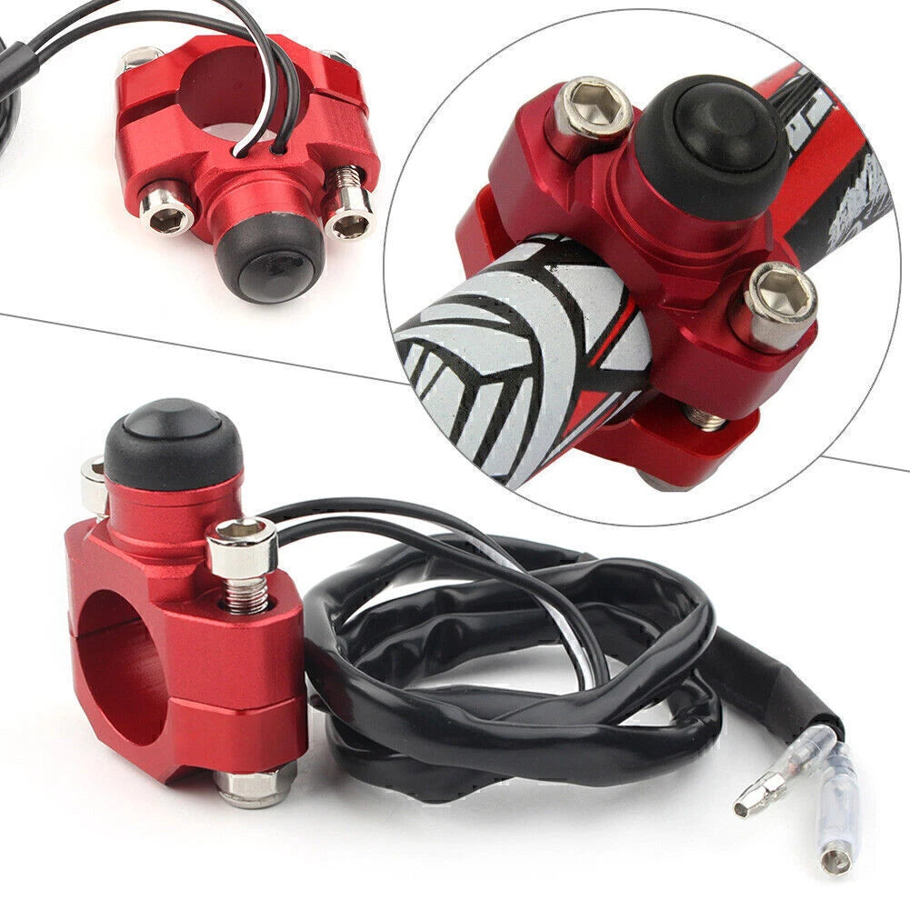 Rotating Bar Clamp Start Stop Switch Button for Universal 7/8" Handlebar Red