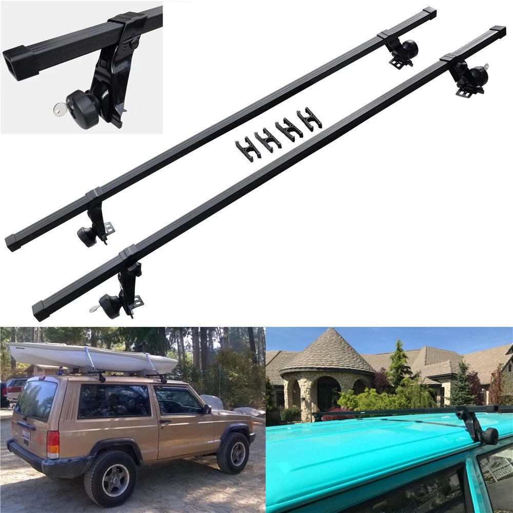 HTTMT SR1001 Roof Rack System for Vehicles with Rain Gutters (130 lb Capacity)