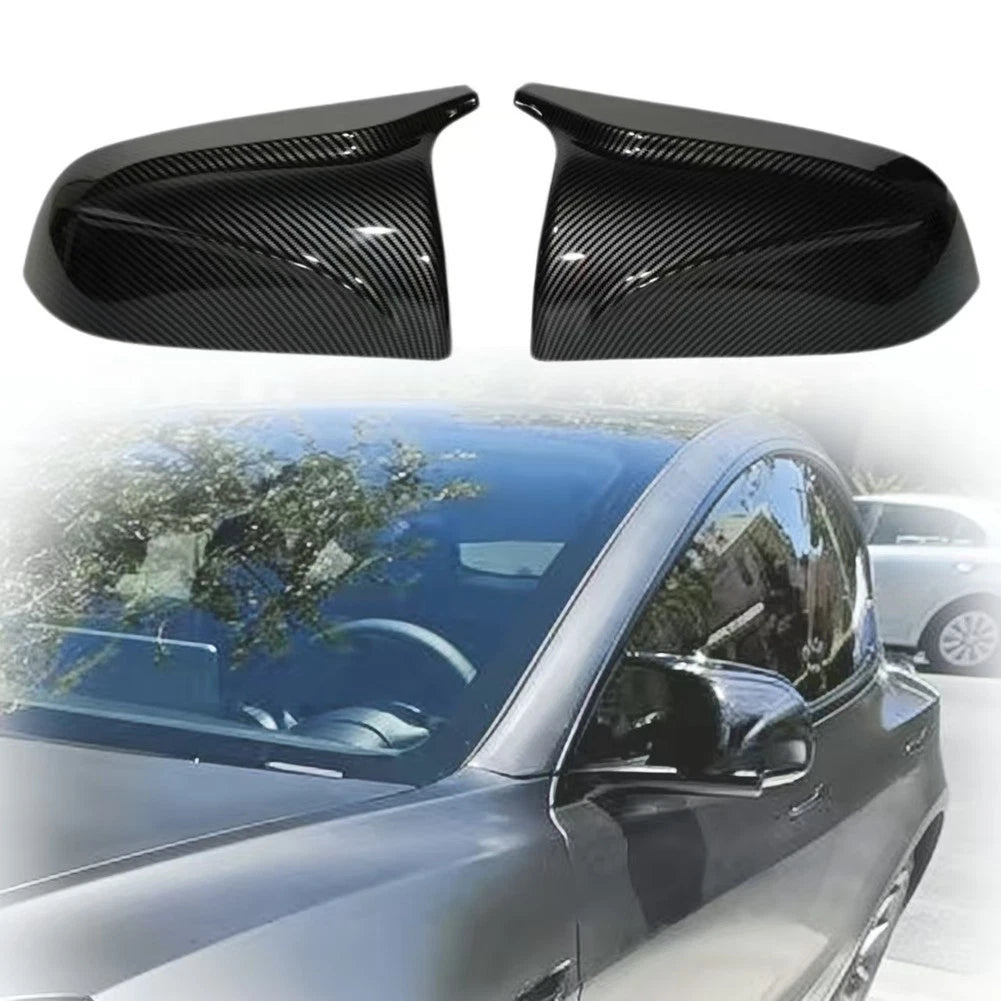 For Tesla Model 3 Rearview Mirror Housing Covers Carbon Texture ABS 2017-2025