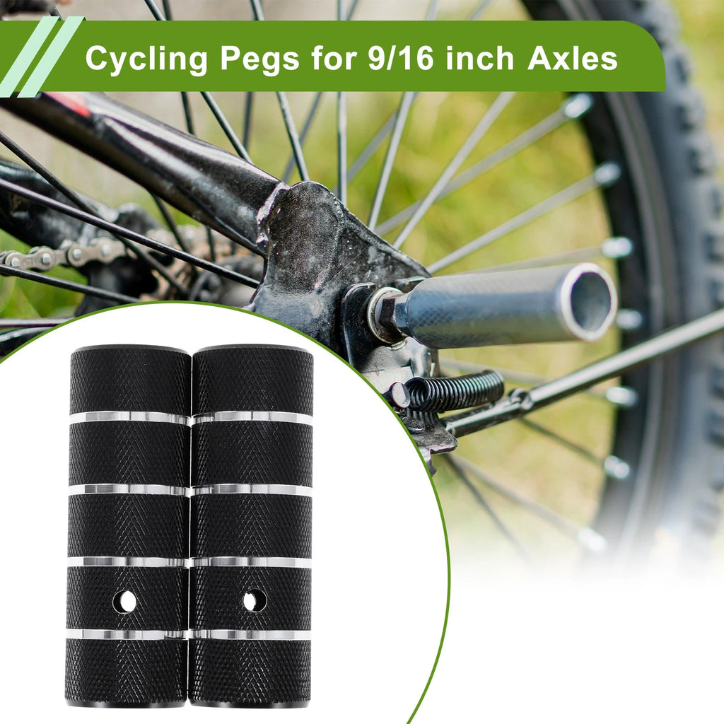 Bike Pegs 110mm Four Stripes Pattern Replacement Pair for Bicycle (Black)