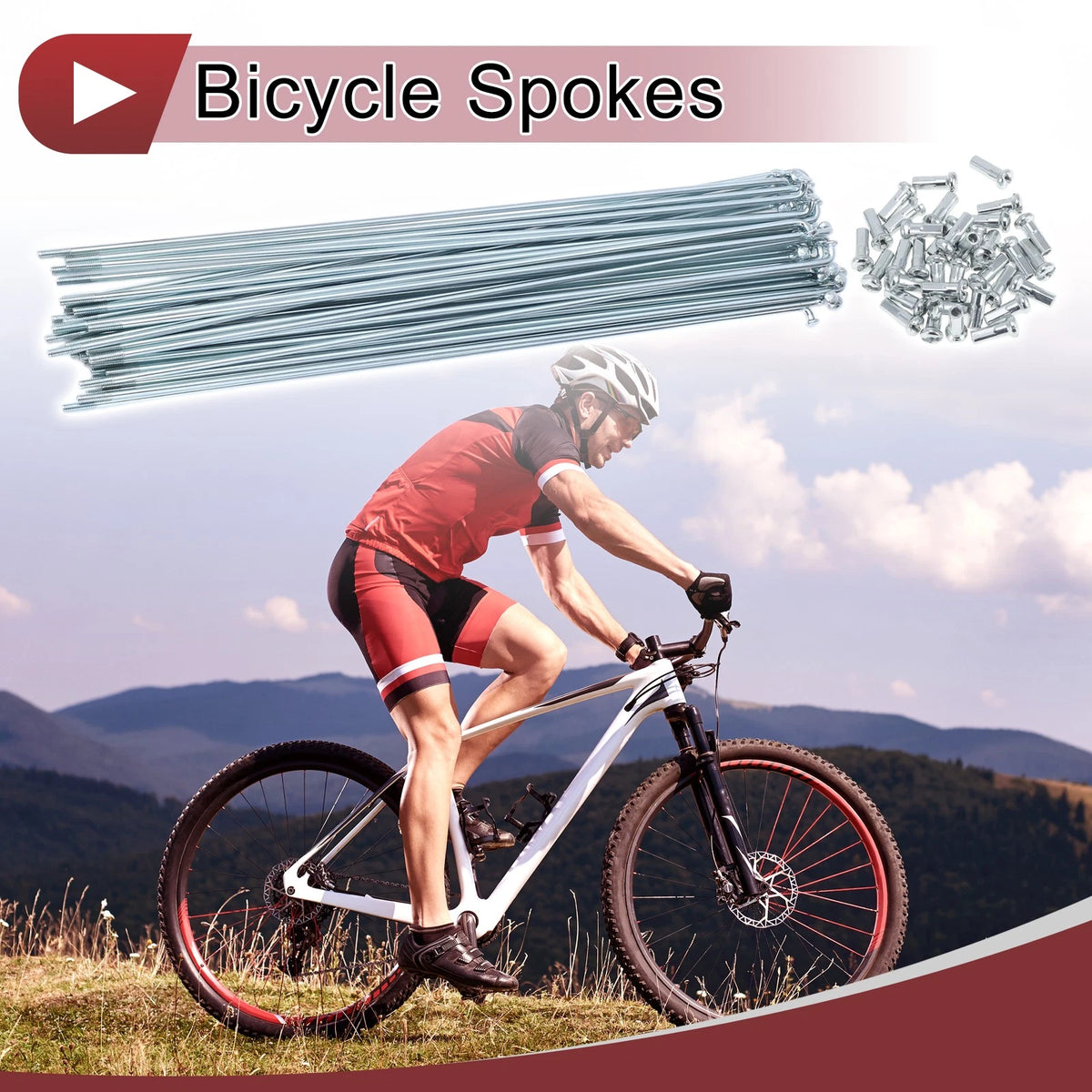 Bicycle Spoke Set 219mm Galvanized Steel for 36in Wheel (—)