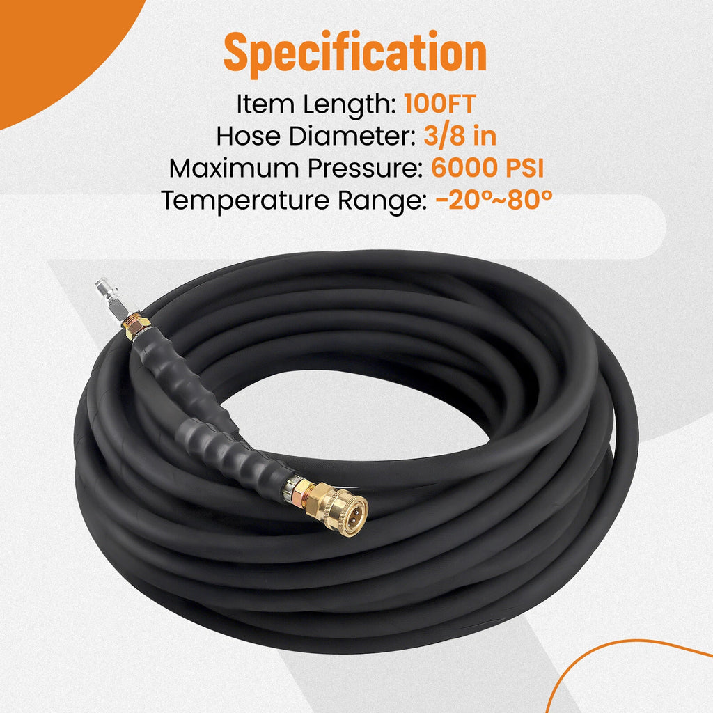 2-Braid R2 Water Pressure Washer Hose 3/8" x 100ft 6000psi