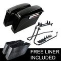 Saddlebag Set with Black Softail Conversion Brackets for Harley Fatboy