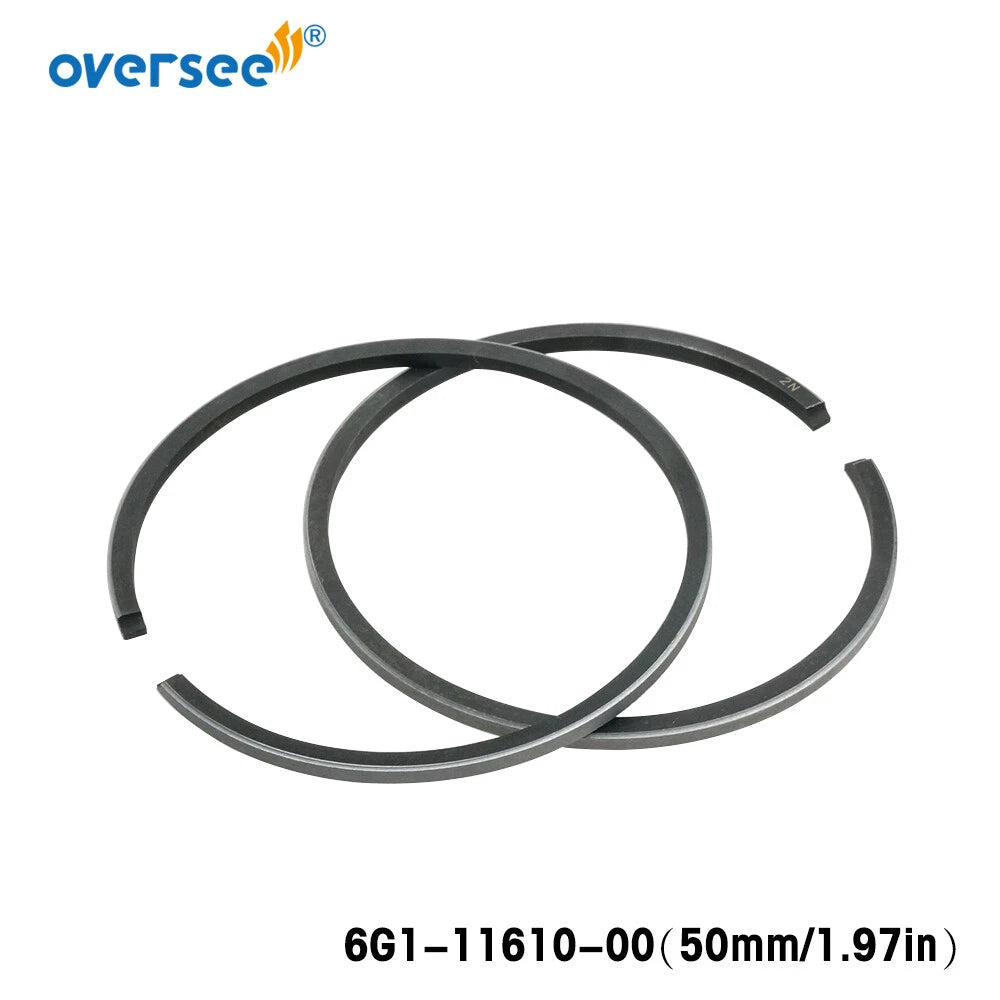 Piston Ring Set STD 50mm for Yamaha Outboard 2T 4/6/8HP (6G1-11610, 6G1-11610-00)