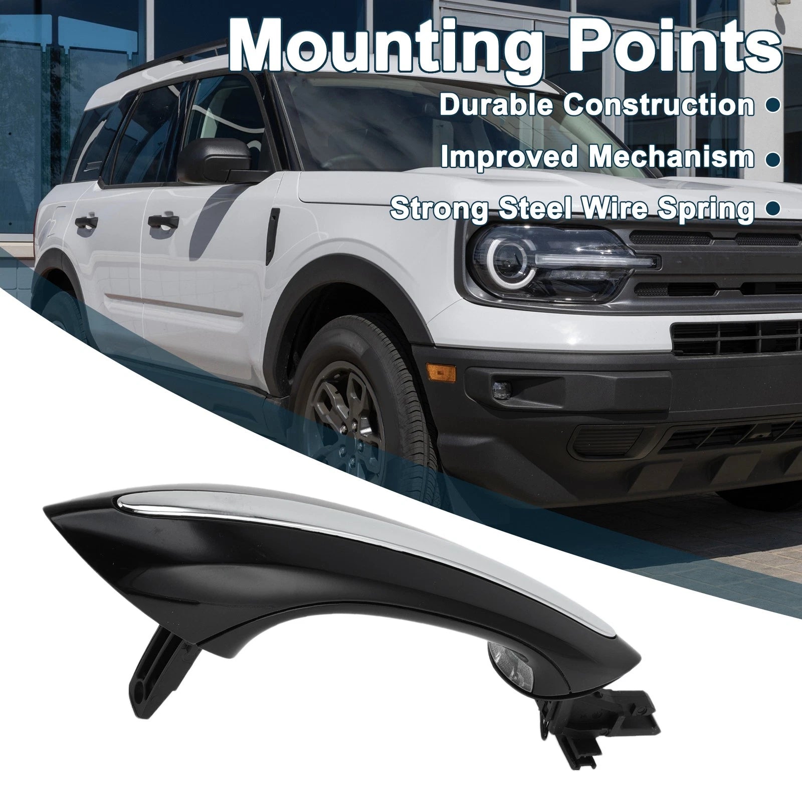 Exterior Door Handle Replacement for BMW F07 F10 Rear Left Black Silver (2011–2016)
