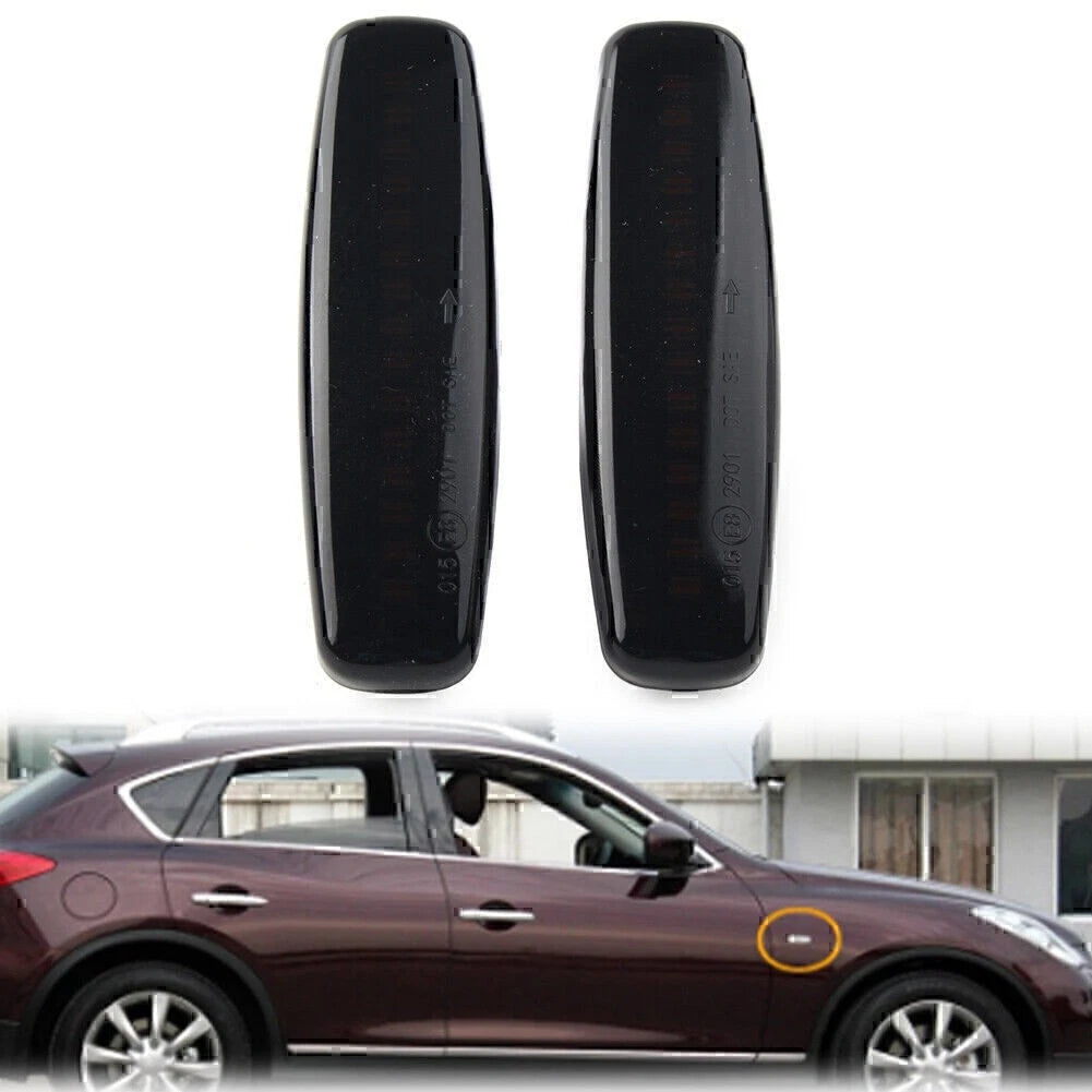 2PCS Smoke LED Sequential Side Marker Light For Infiniti EX25 M35 Q60 Q70 QX50