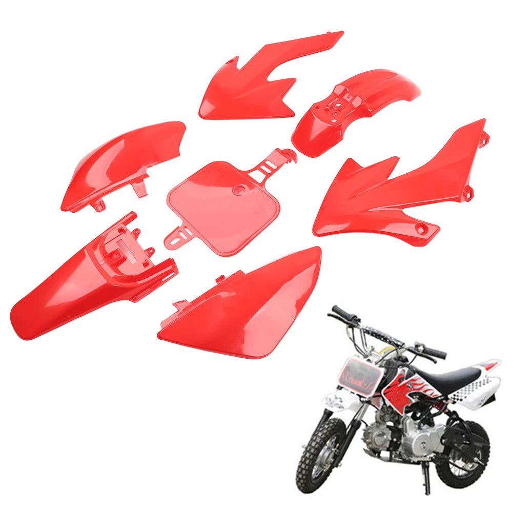 7pcs Red Body Work Fairing Mudguard Kit for Honda XR50 CRF50 (2000–2023)