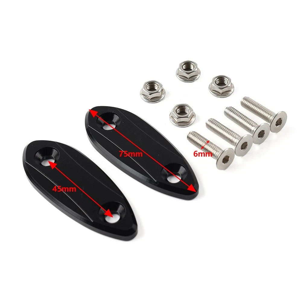 Mirror Block Off Base Plates for Kawasaki ZX6R (2009–2012) - Black