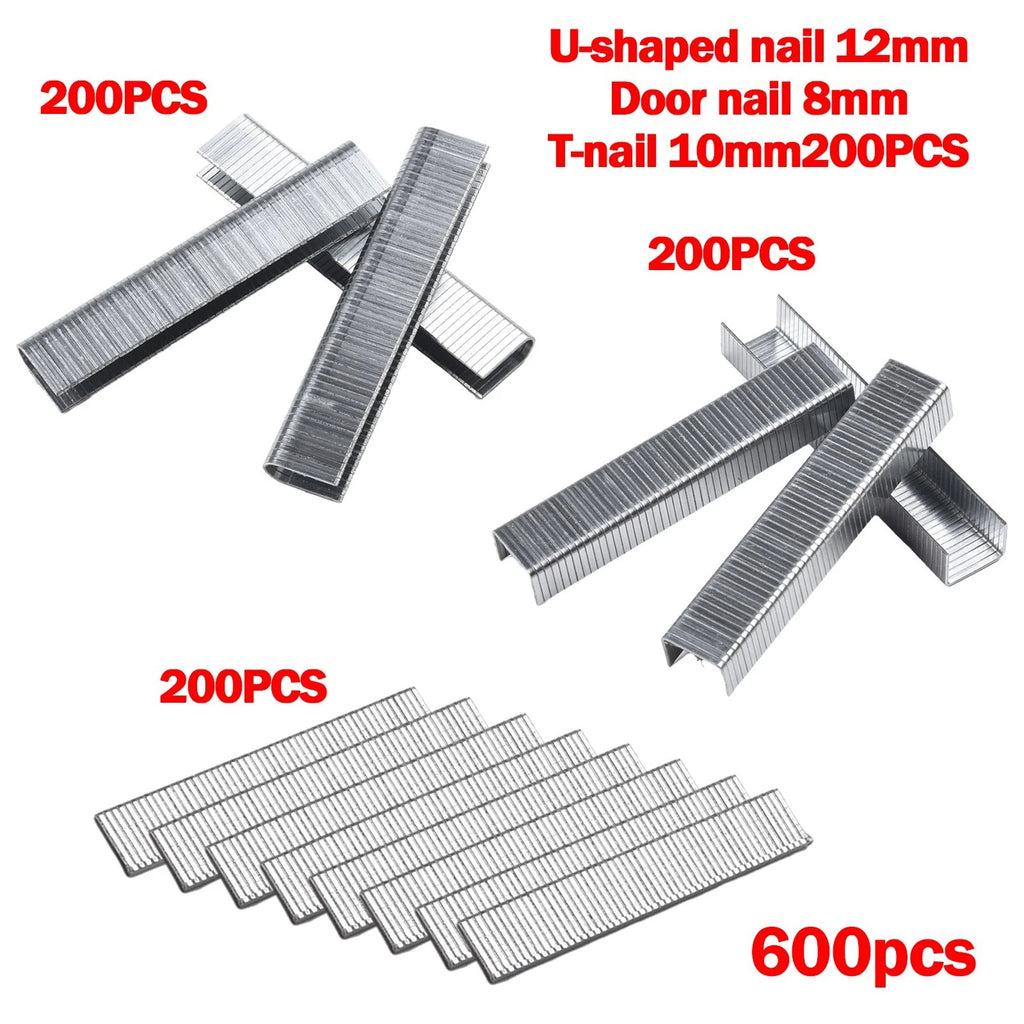 Set of 600 Multipurpose U Door T Shaped Stapler Nails for Various Projects
