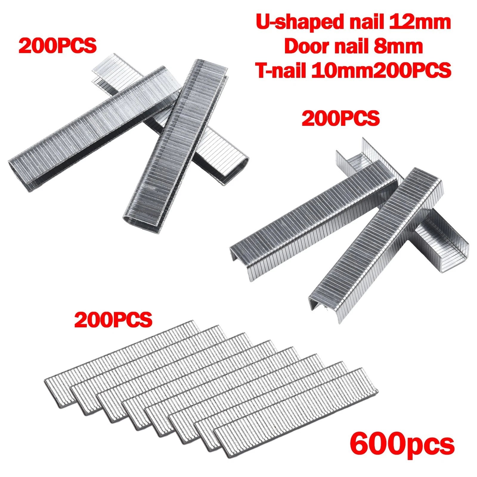 Set of 600 Multipurpose U Door T Shaped Stapler Nails for Various Projects
