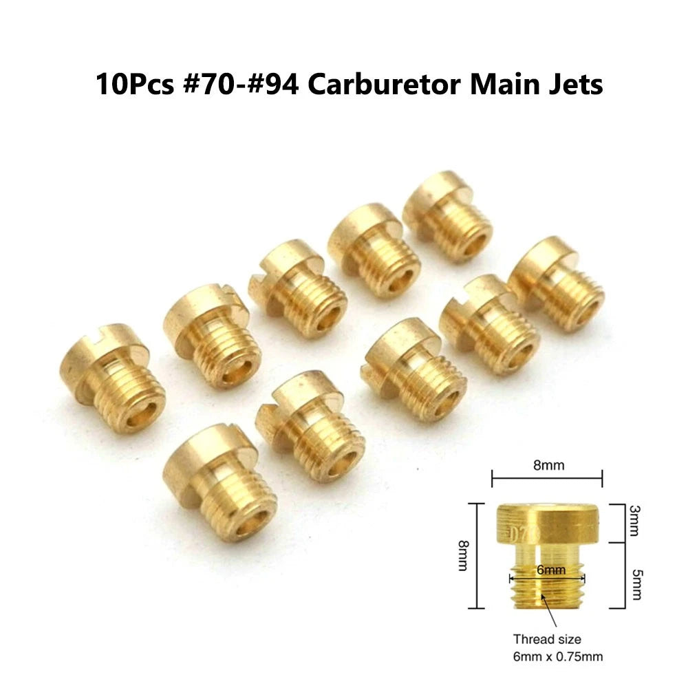 10Pcs M6X0.75mm Carburetor Main Jet #70-#94 For Dellorto 6413 For PHBH PHBL PHBE