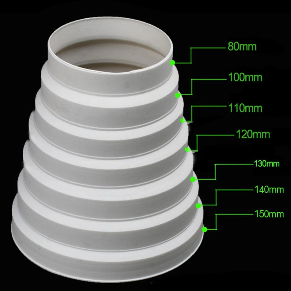 Adjustable Duct Reducer Extractor Fan Connector 80mm 100mm 130mm 140mm 150mm