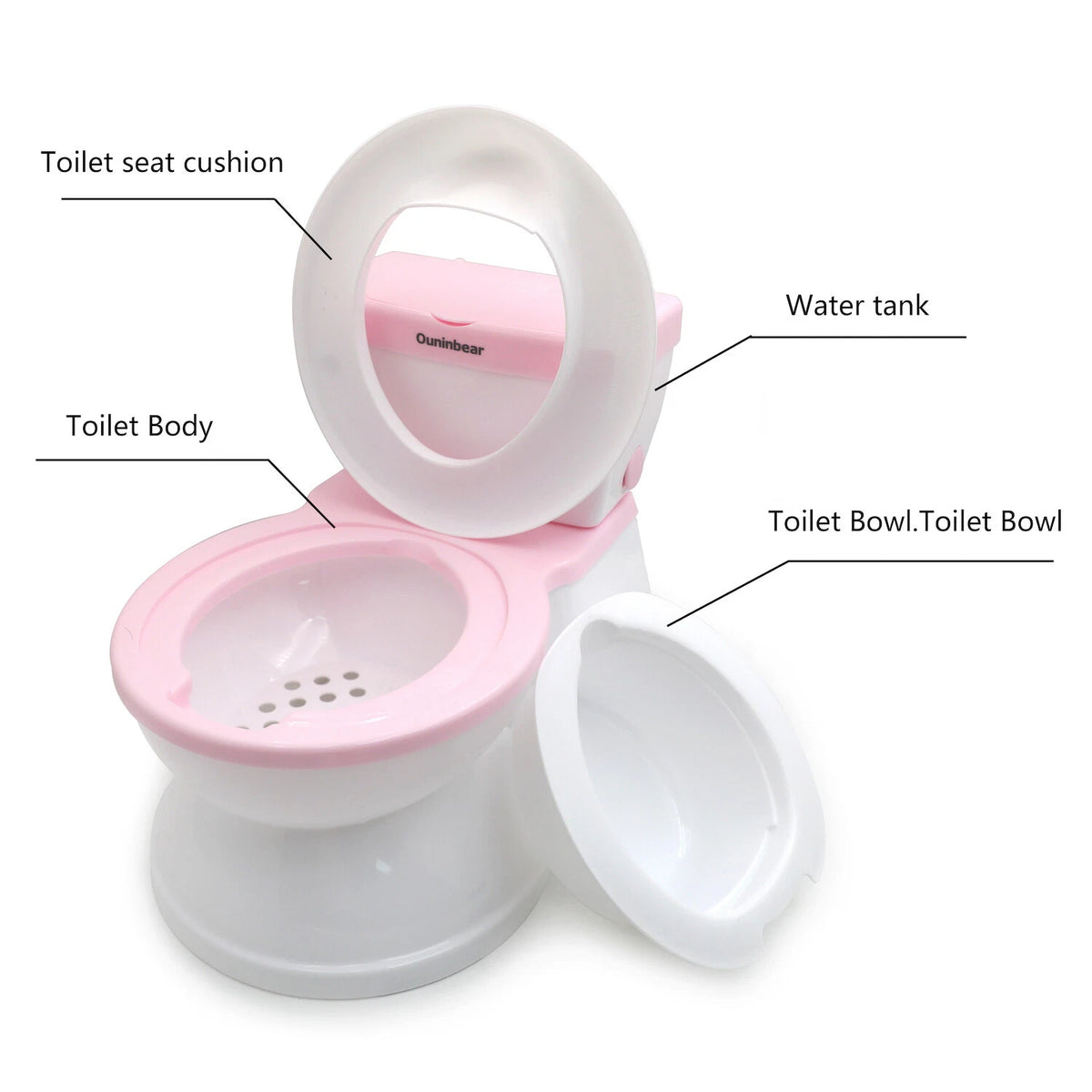 Toddler Potty Training Toilet for Kids with Flushing Sound Handle