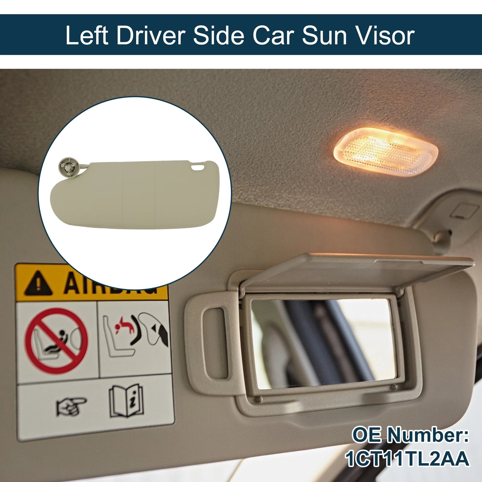 Left Driver Side Car Sun Visor Assembly for Dodge Ram 1500 (2002–2005) Beige