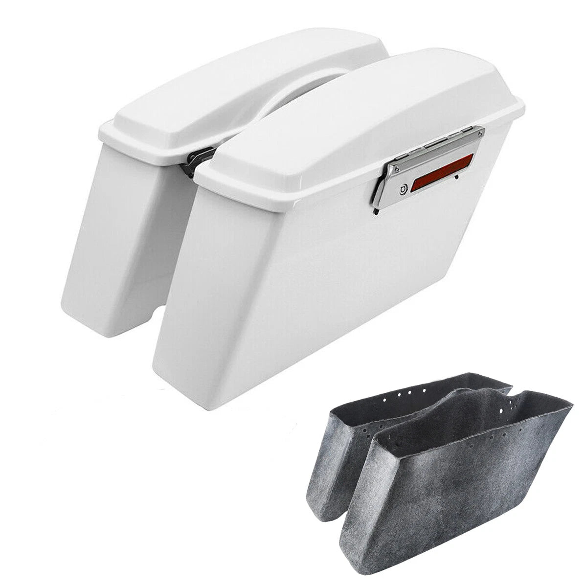 White Hard Saddlebags for Harley Touring Street Road Glide (1994–2013)
