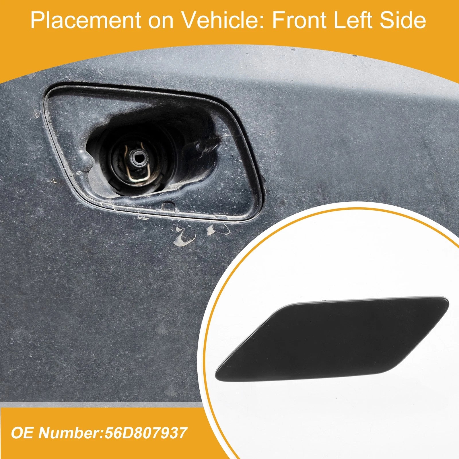 Front Left Washer Nozzle Cover Cap for VW Passat (2011–2018) 1 Pcs