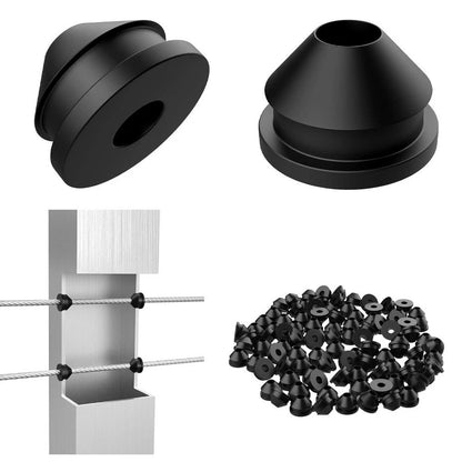 100 Pack Rubber Grommets for Cable Railing Metal Posts Black 1/8, 5/32, 3/16 Inch