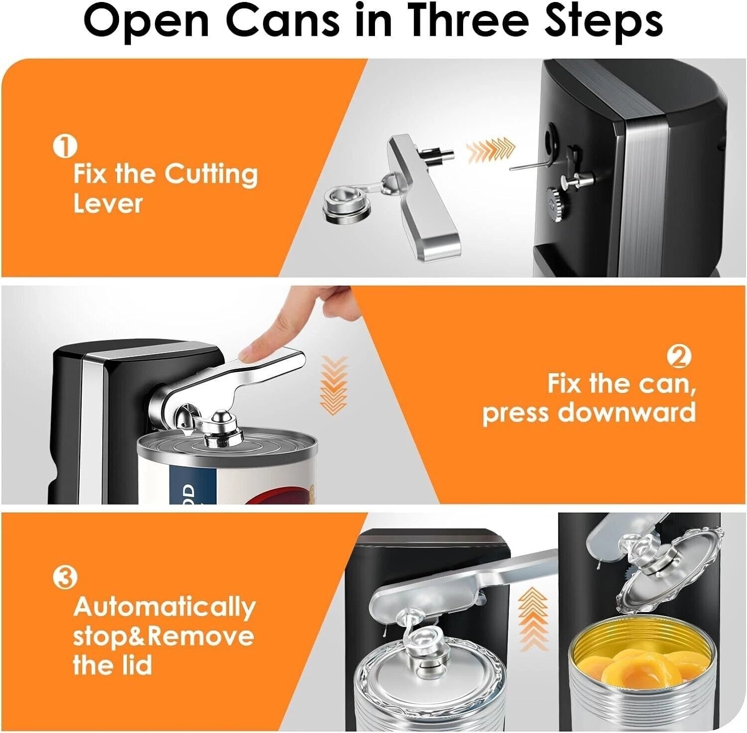 Electric Can Opener for Under Cabinet (Heavy Duty, Smooth Edge)