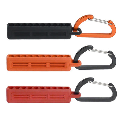 3X Bit Holder Storage Rail with Carabiner Clip for Screwdrivers