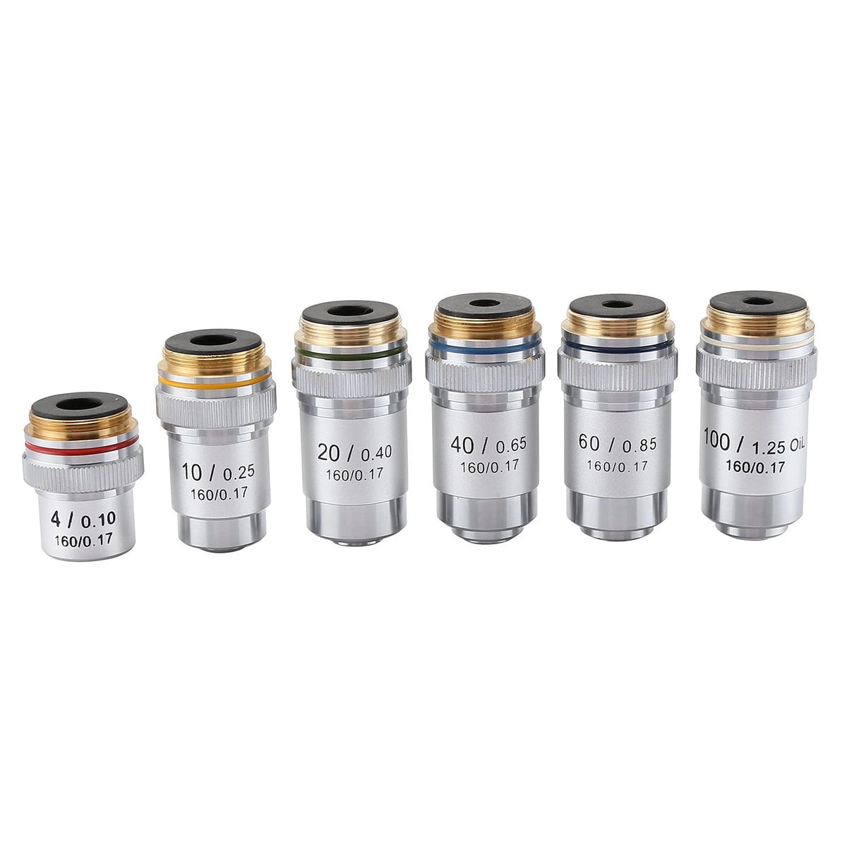 4X/10X/20X/40X/60X/100X Microscope Objective Lens Set
