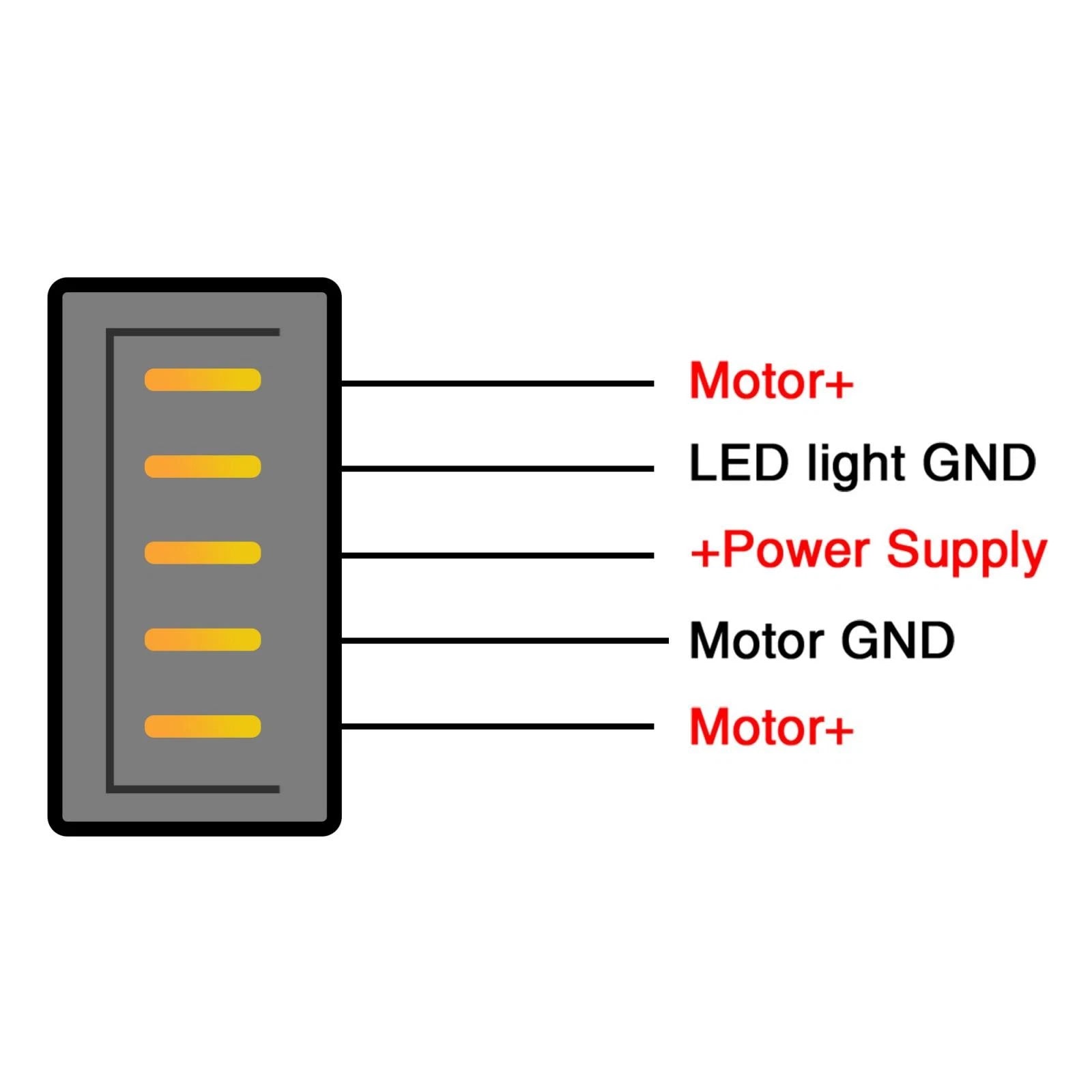 5-Pin ON/OFF SPST Power Window Rocker Switch for Car DC 12V