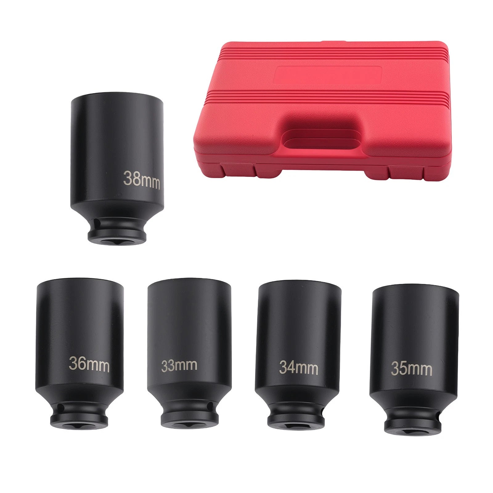 Set of 5 Deep Spindle Axle Nut Sockets for (33-38mm)