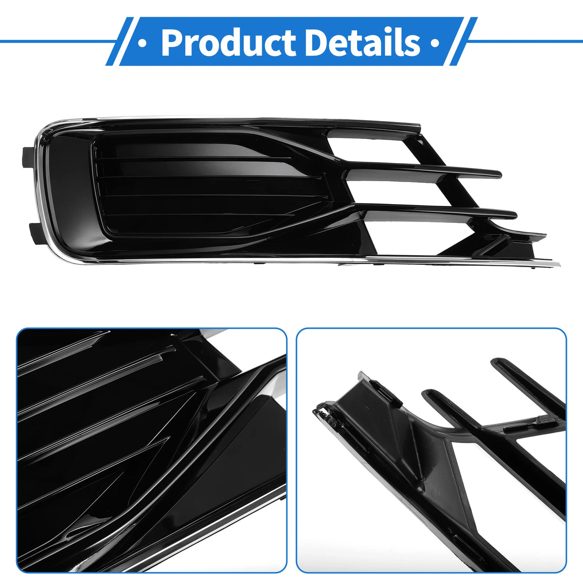 1 Pc Fog Light Grill for Audi A6 (2016–2018) No. 4G0807682AE Black