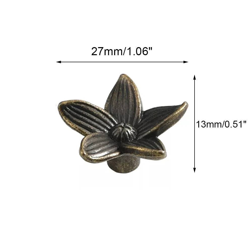 5Pcs Antique Flower Handle Knobs for Drawer Door Cabinet Jewelry Box