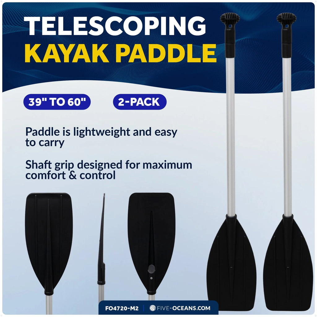 2-Pack Telescopic Canoe Paddle for Various Canoes (Extends 39" to 60")