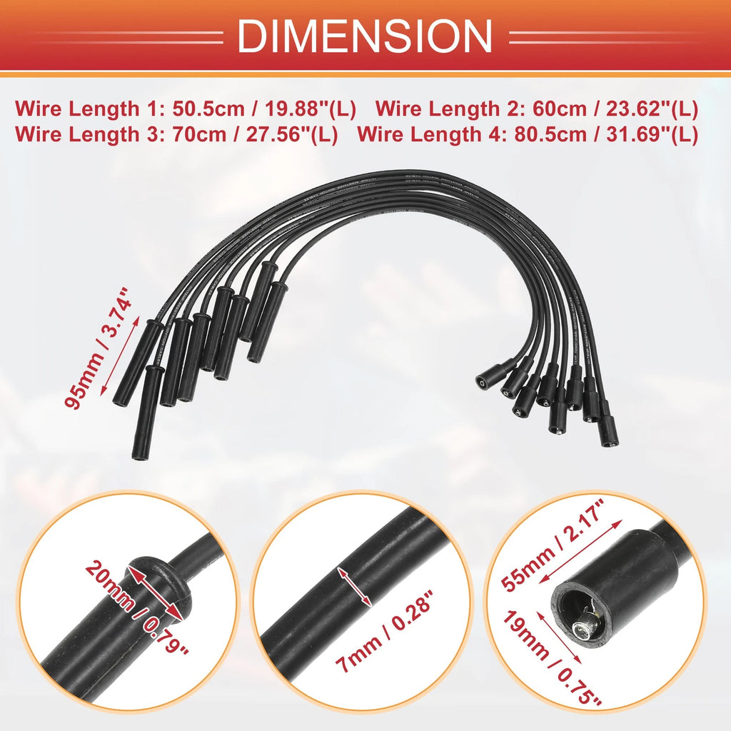 Spark Plug Wire Ignition Coil Cable Set 8 Pieces for Ford F-150 (1997–2023)