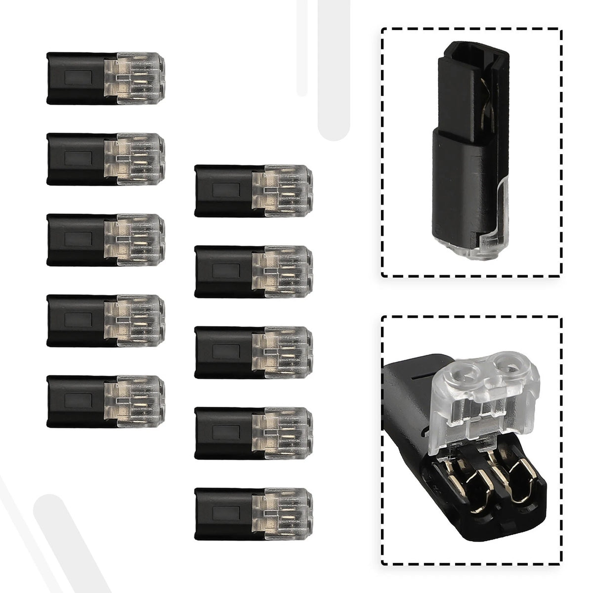 Set of 10 Cable Terminal Clamps for 12V Stranded Wire 2pin