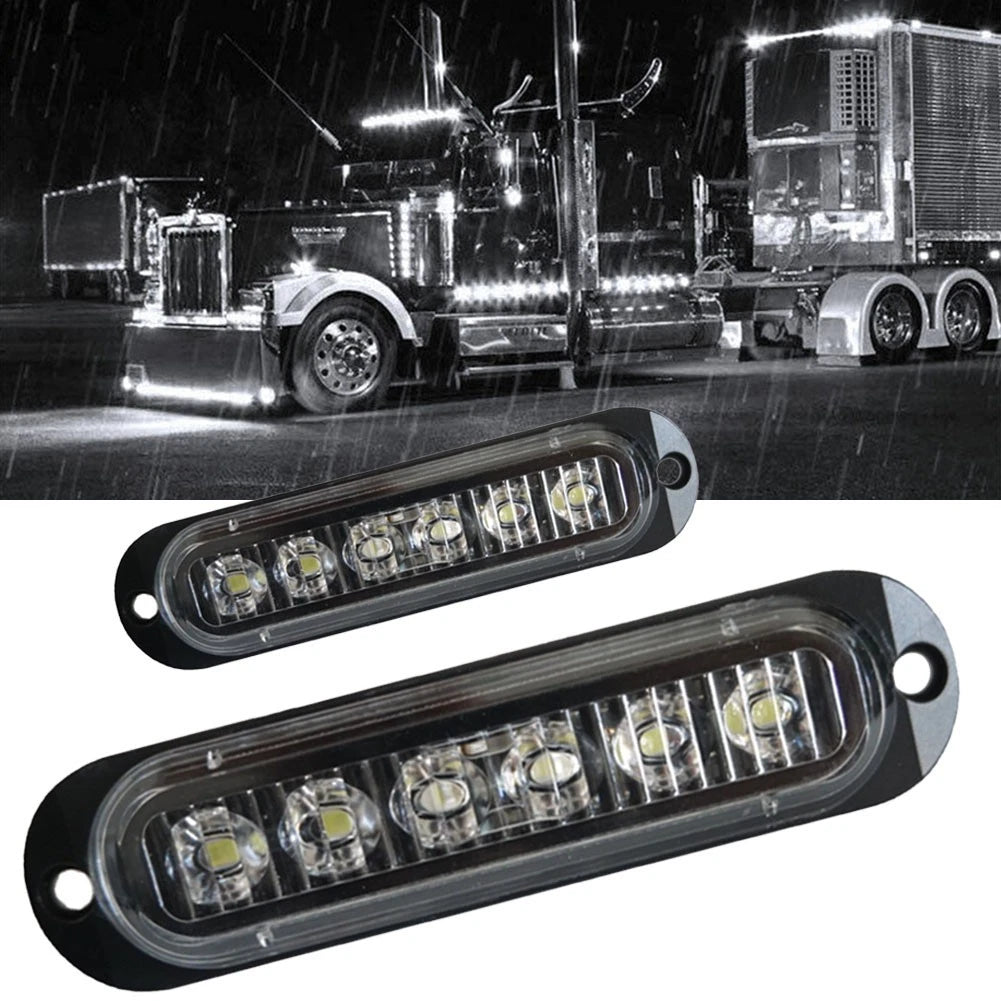 2X White LED Side Marker Clearance Light for Truck Trailer Bus RV (24V 12V)