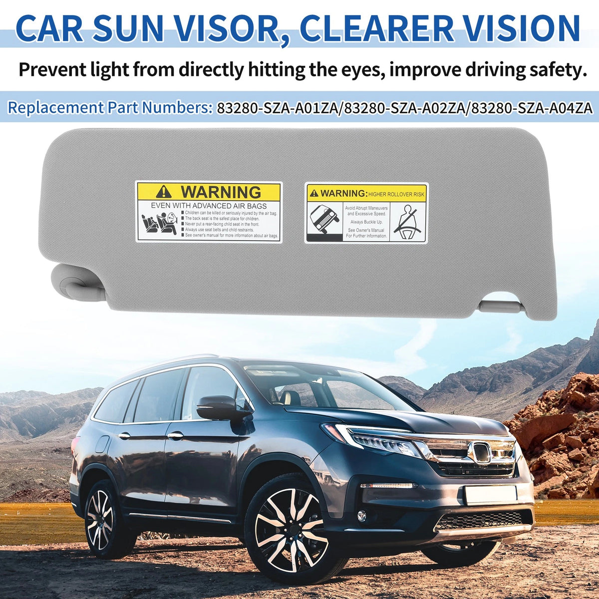 Left Side Sun Visor for Honda Pilot (2009–2015) No. 83280-SZA-A Gray